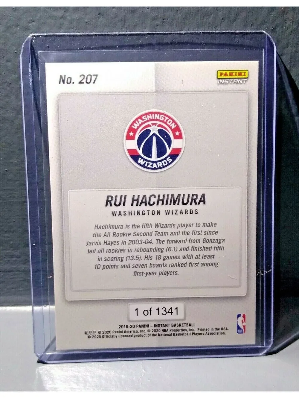 Rui Hachimura 2019-20 Panini NBA Instant All-Rookie Team #207 Card 1 of 1341